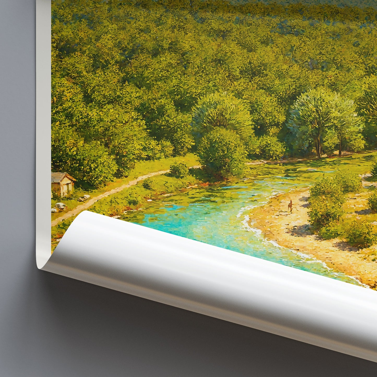 Cetina River Source Travel Poster, Blue Eye Croatia Art Print | Impressionist Landscape Painting | Nature Wall Decor Gift