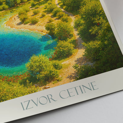 Cetina River Source Travel Poster, Blue Eye Croatia Art Print | Impressionist Landscape Painting | Nature Wall Decor Gift