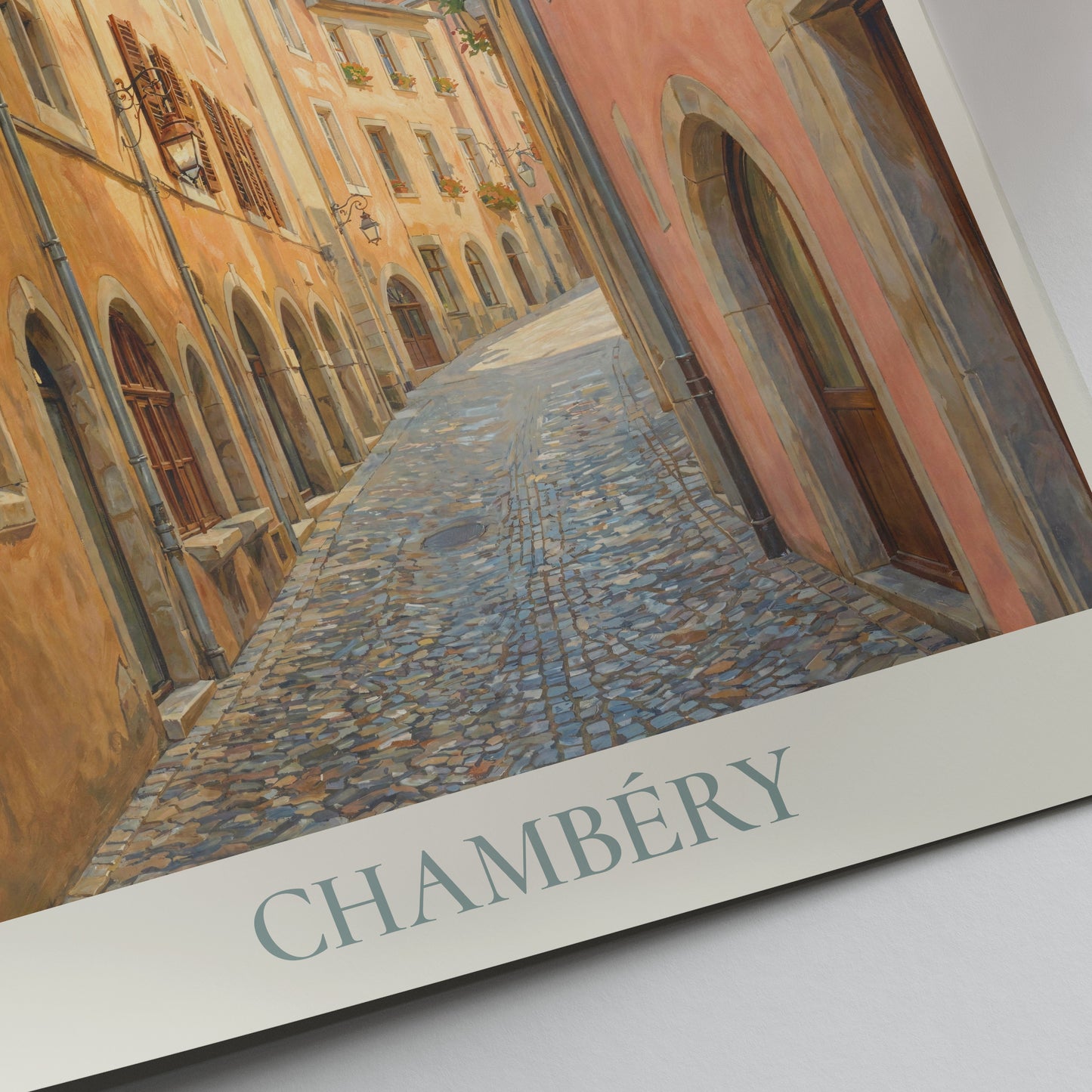 Chambéry Savoie Travel Poster: Vieux Chambéry and Château des Ducs de Savoie Painted Art Print