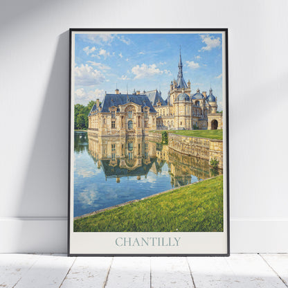 Chantilly France Travel Poster: Château de Chantilly Painted Art Print