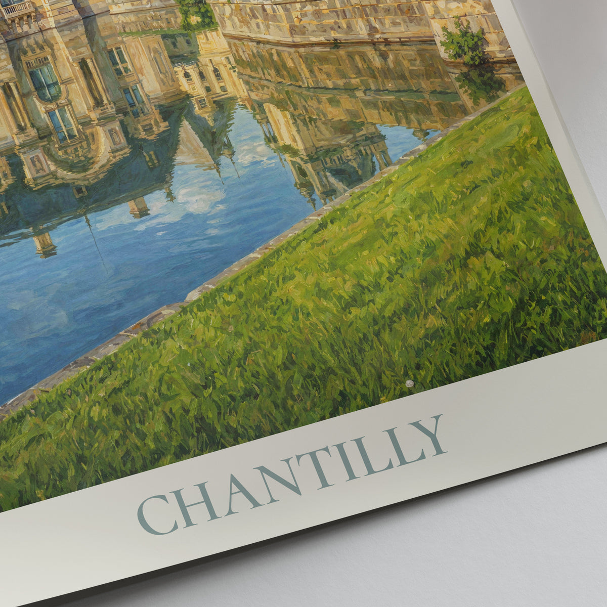 Chantilly France Travel Poster: Château de Chantilly Painted Art Print