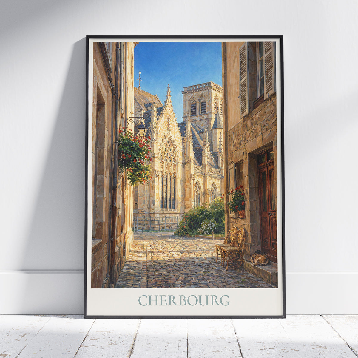 Cherbourg Normandy Travel Poster: Basilique Sainte-Trinité Painted Art Print
