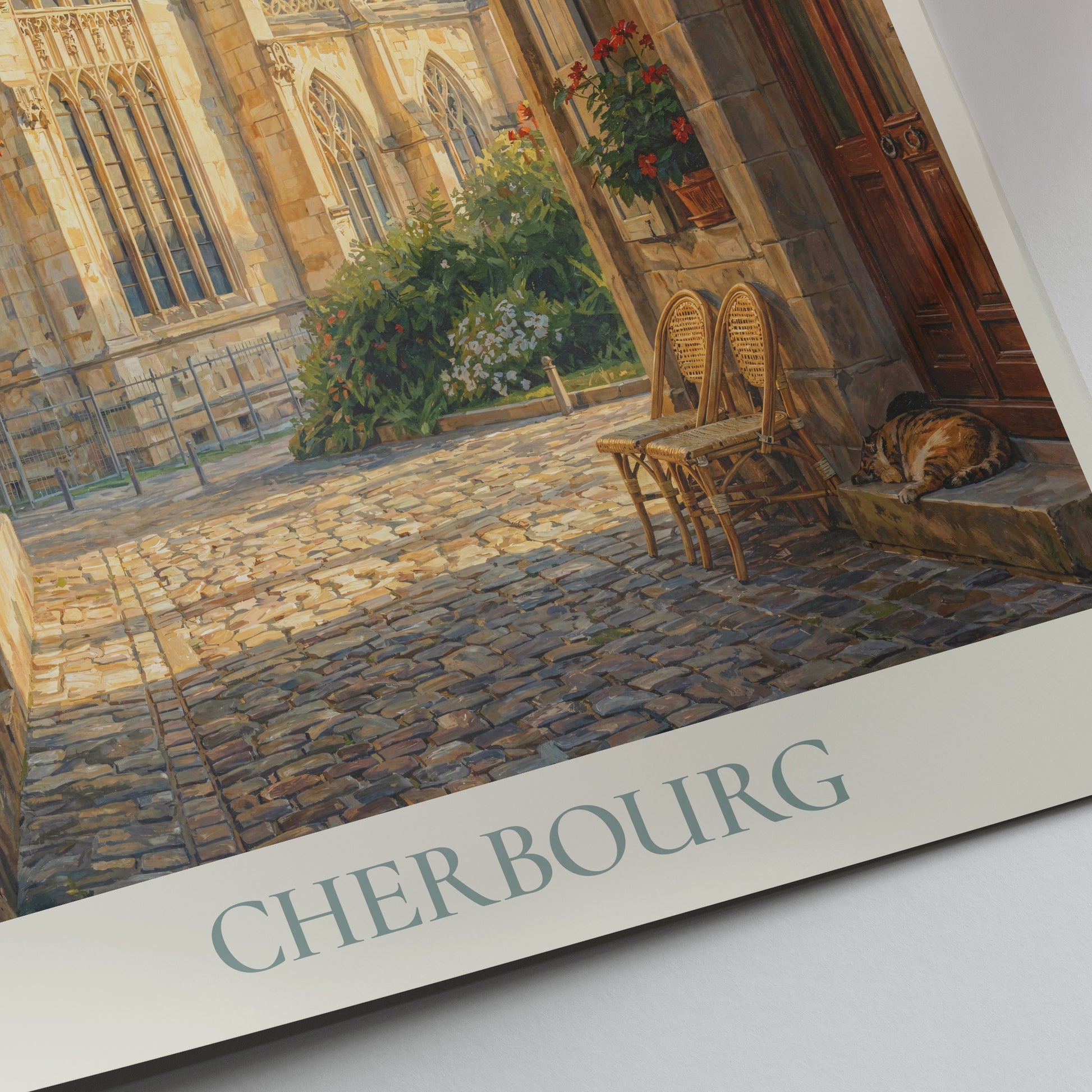 Cherbourg Normandy Travel Poster: Basilique Sainte-Trinité Painted Art Print