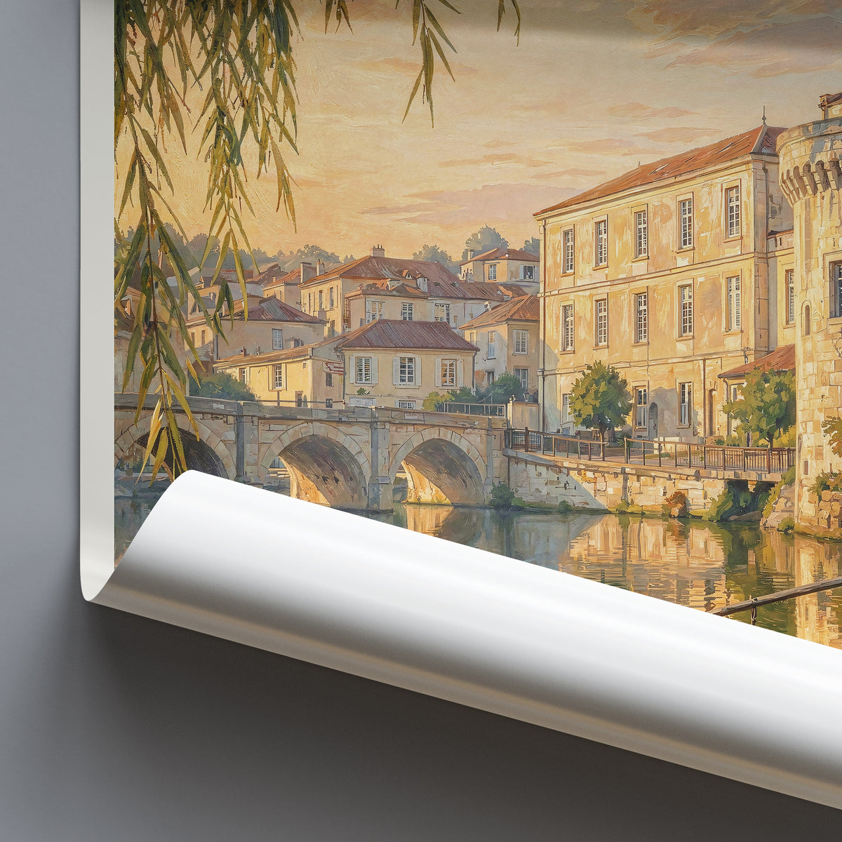 Cognac France Travel Poster: Porte Saint-Jacques and Charente River Art Print