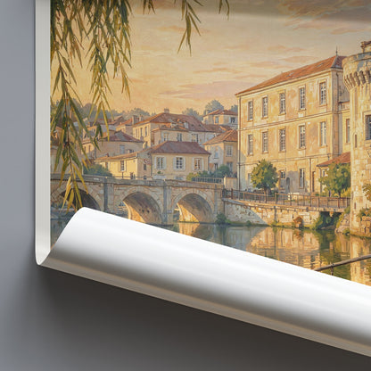 Cognac France Travel Poster: Porte Saint-Jacques and Charente River Art Print
