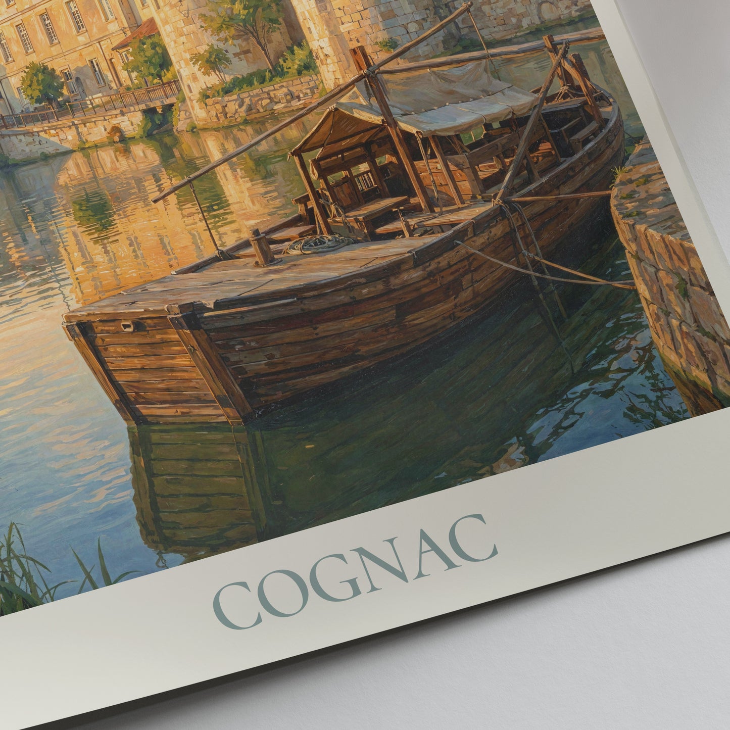 Cognac France Travel Poster: Porte Saint-Jacques and Charente River Art Print