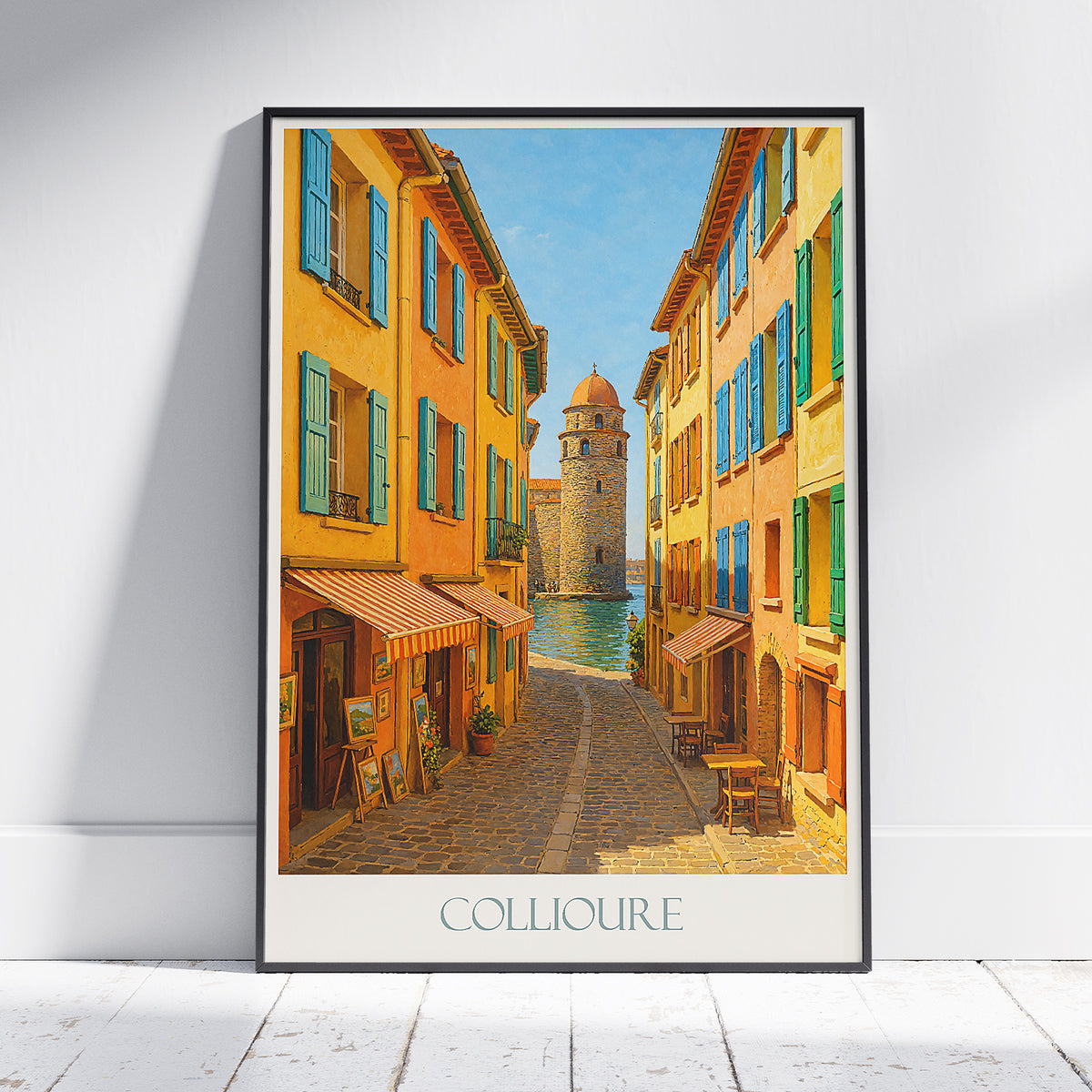 Collioure Occitanie Travel Poster: Château Royal and Notre-Dame-des-Anges Painted Art Print