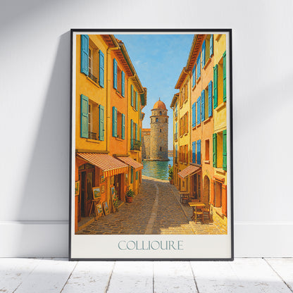 Collioure Occitanie Travel Poster: Château Royal and Notre-Dame-des-Anges Painted Art Print