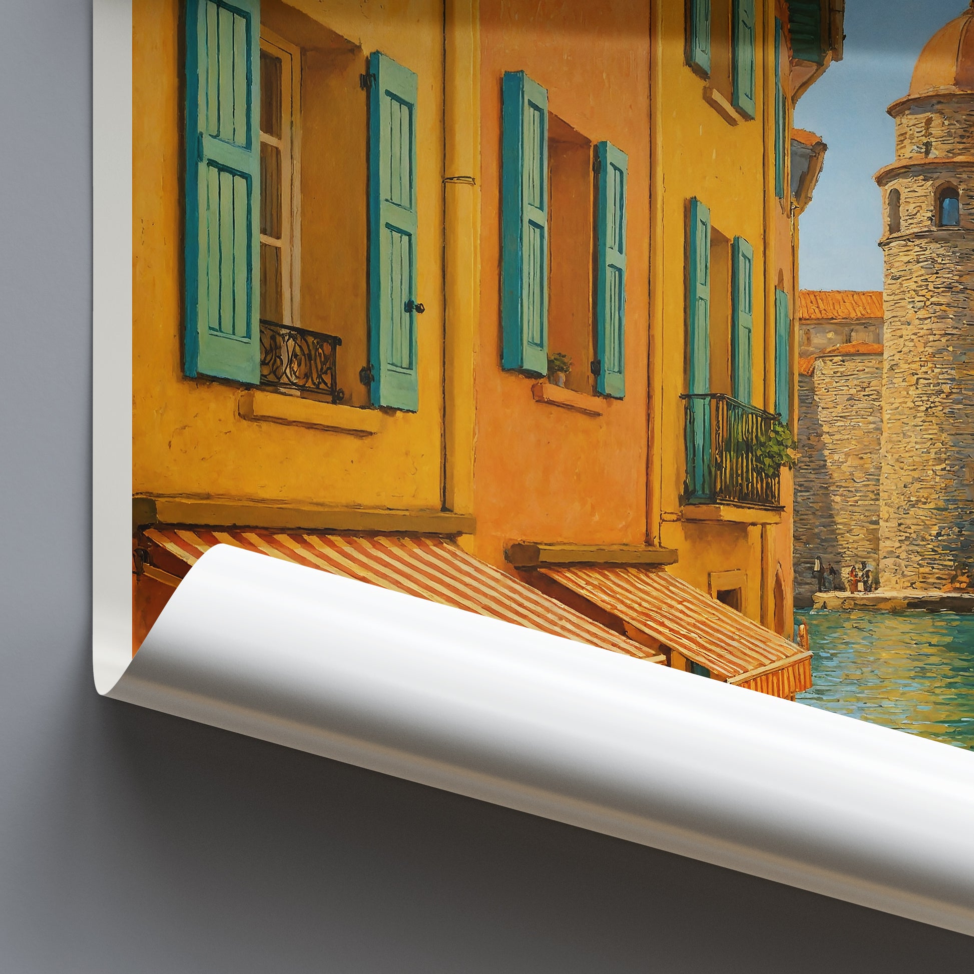 Collioure Occitanie Travel Poster: Château Royal and Notre-Dame-des-Anges Painted Art Print