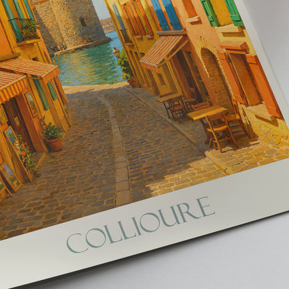 Collioure Occitanie Travel Poster: Château Royal and Notre-Dame-des-Anges Painted Art Print