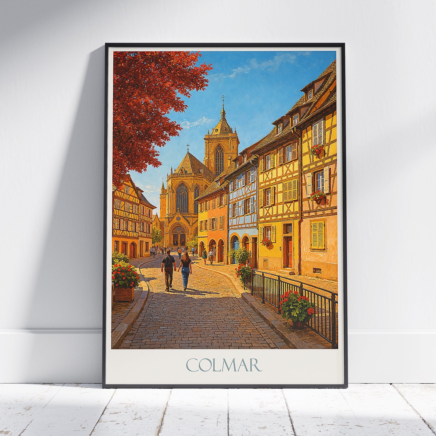 Colmar Travel Poster | Colorful Alsace Street Art Print | France Wall Decor | European Cityscape Painting