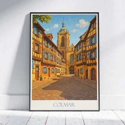 Colmar Travel Poster | Colorful Alsace Street Art Print | France Cityscape Home Decor | European Village Wall Art