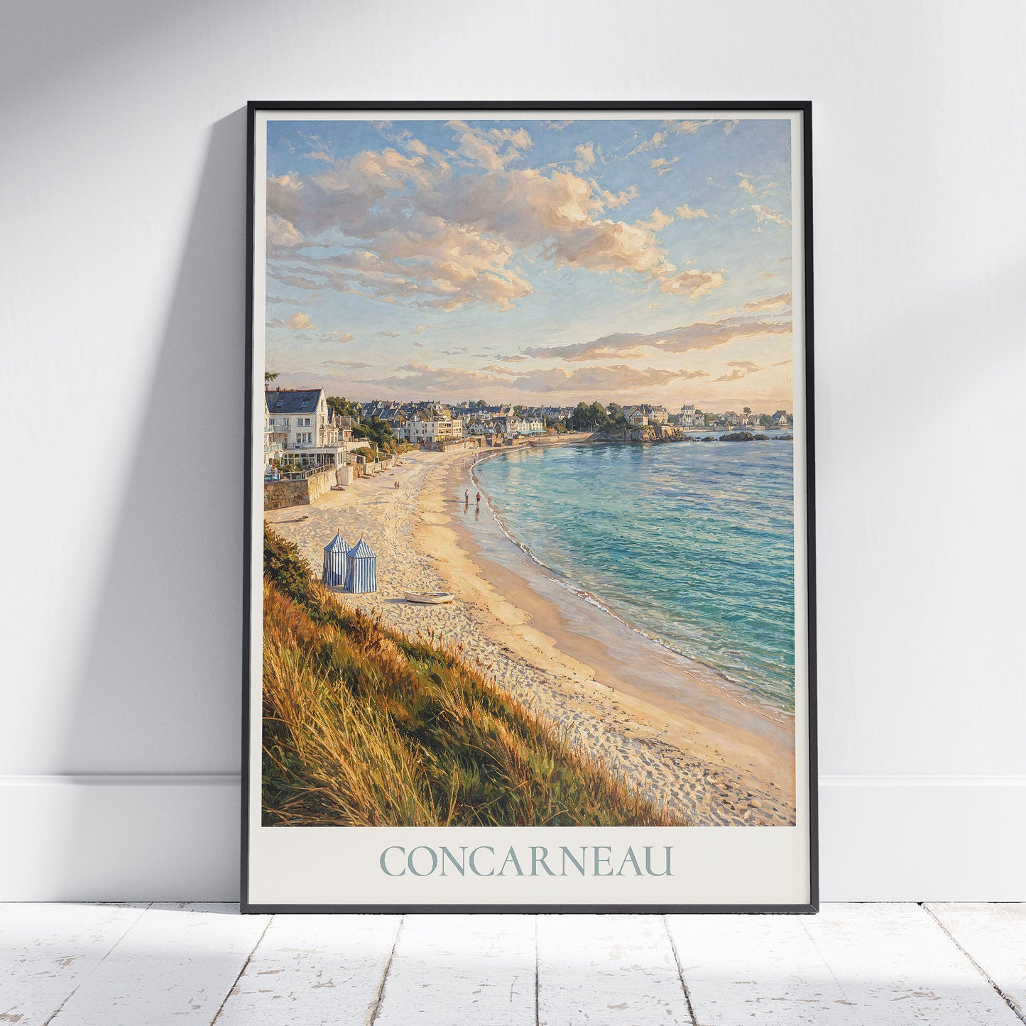 Concarneau Brittany Travel Poster: Plage des Sables Blancs Painted Art Print