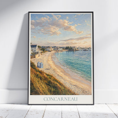 Concarneau Brittany Travel Poster: Plage des Sables Blancs Painted Art Print