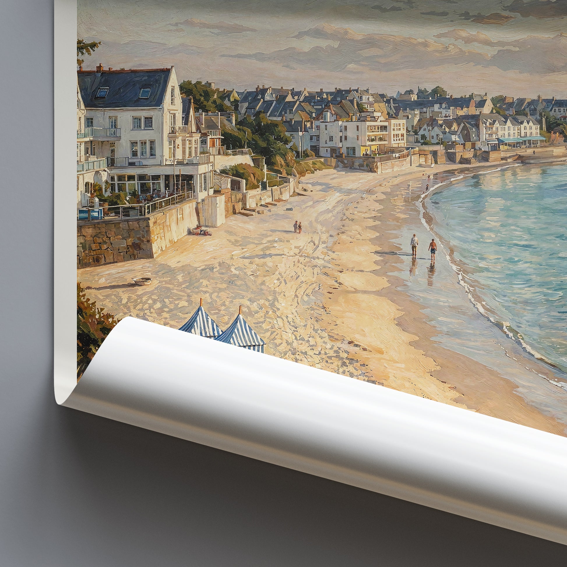 Concarneau Brittany Travel Poster: Plage des Sables Blancs Painted Art Print