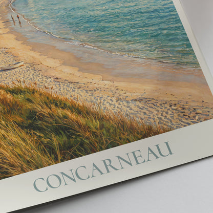 Concarneau Brittany Travel Poster: Plage des Sables Blancs Painted Art Print