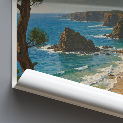 Costa Vicentina Travel Poster, Wild Atlantic Coast ~ Portugal Beach Cliff Art Print | Coastal Home Decor Gift