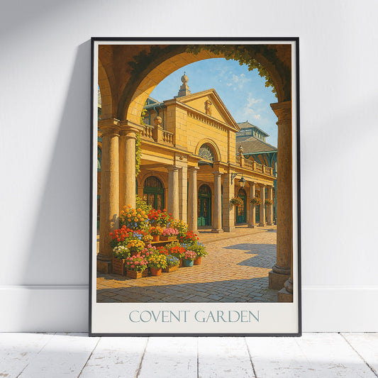 Covent Garden Travel Poster | London Flower Market Art Print | Charming England City Wall Decor