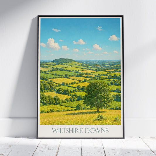 Cranborne and Wiltshire Downs Travel Poster | English Countryside Art Print | Scenic UK Landscape Wall Decor | Nature Lover Gift
