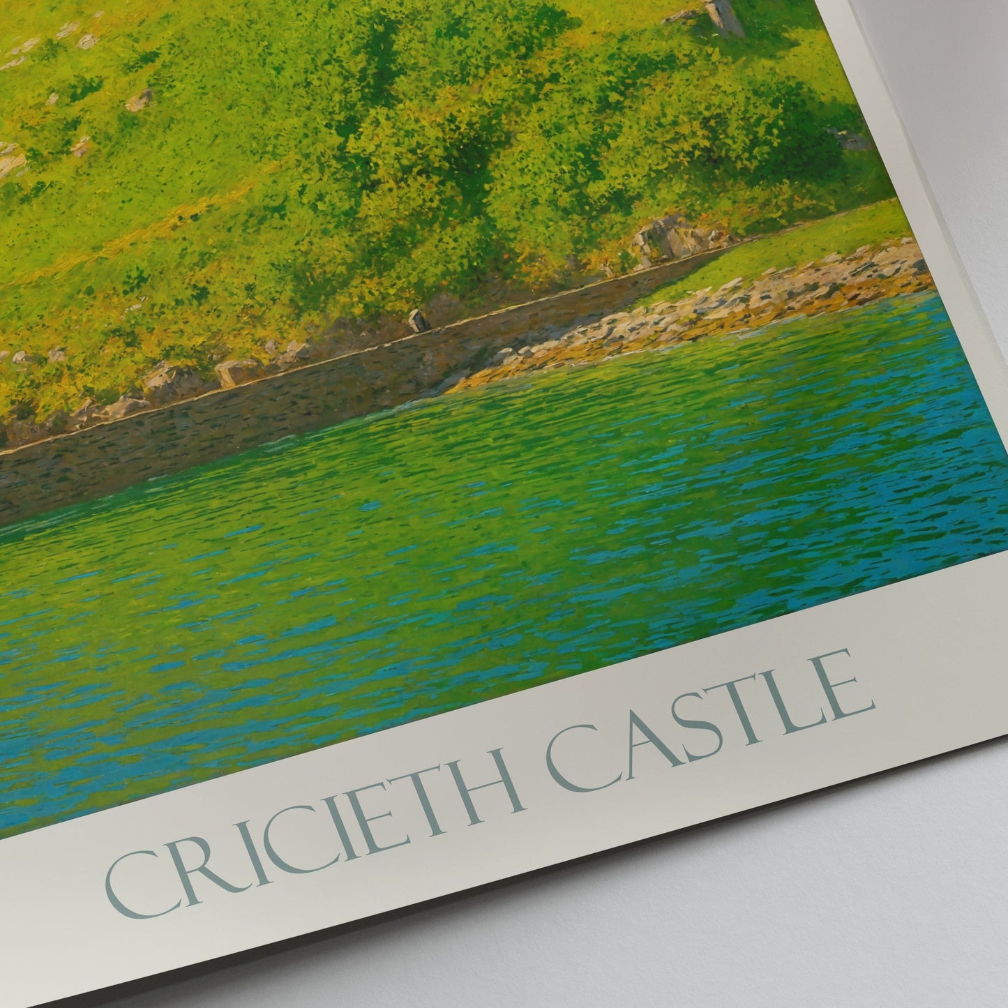 Cricieth Castle Travel Poster, Wales Historic Art Print ~ Welsh Castle Wall Art | UK Coastal Landscape Decor