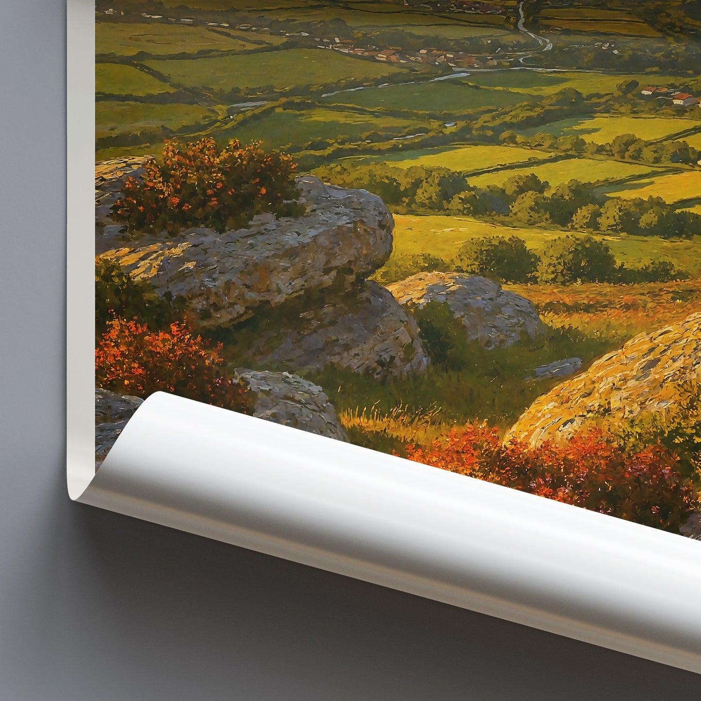 Dartmoor Travel Poster, English Moorland View ~ Golden Hour Landscape Art Print & Home Decor | UK Nature Wall Art