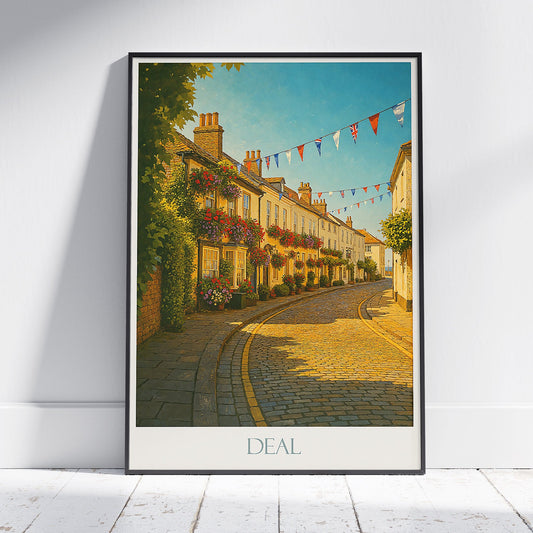 Deal Kent Travel Poster, Charming English Street Scene | British Seaside Art Print | United Kingdom Wall Decor