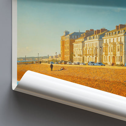 Deal Beachfront Travel Poster | Kent England Seaside Painted Art Print | Evening Coastal Scene Wall Decor | UK Gift