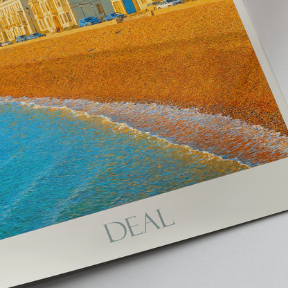 Deal Beachfront Travel Poster | Kent England Seaside Painted Art Print | Evening Coastal Scene Wall Decor | UK Gift