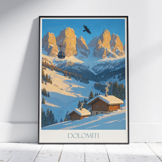 Dolomites Travel Poster | Fanes-Sennes-Prags Valley Art ~ Italy Mountain Landscape | Rustic Cabin Wall Art Decor