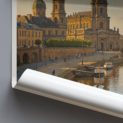 Dresden Travel Poster, Elbe River View ~ Germany Old Town Art Print & Home Decor | European Cityscape Gift