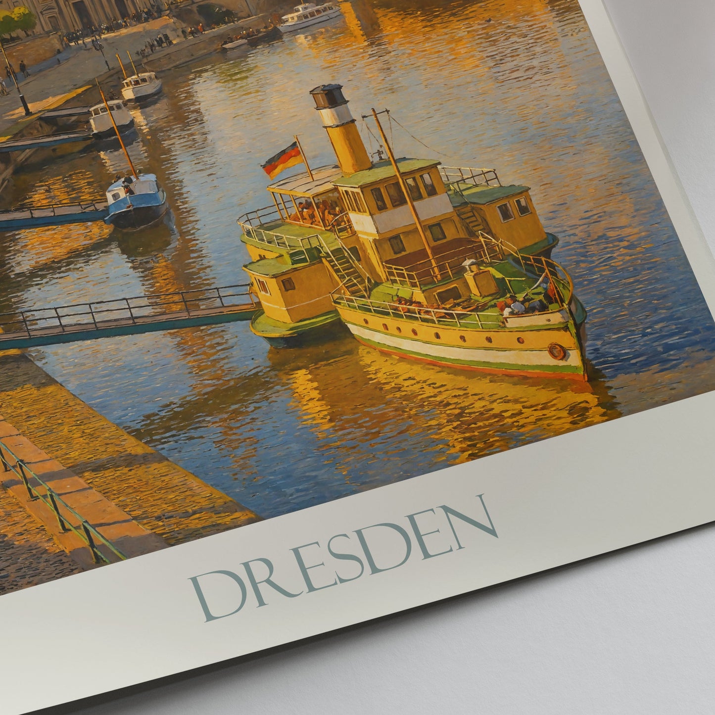 Dresden Travel Poster, Elbe River View ~ Germany Old Town Art Print & Home Decor | European Cityscape Gift