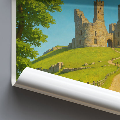 Dunstanburgh Castle Travel Poster, Northumberland England | Historic Ruin Art Print & Home Decor | UK Vacation Gift