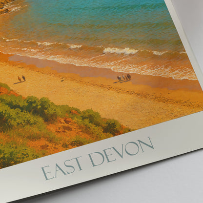 East Devon Travel Poster | Red Cliffs UK Art Print | Jurassic Coast Painted Wall Art | Coastal Landscape Decor Gift