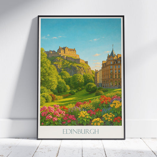 Edinburgh Castle Travel Poster, Scotland Art Print | Royal Mile Cityscape Wall Art | UK Vacation Decor