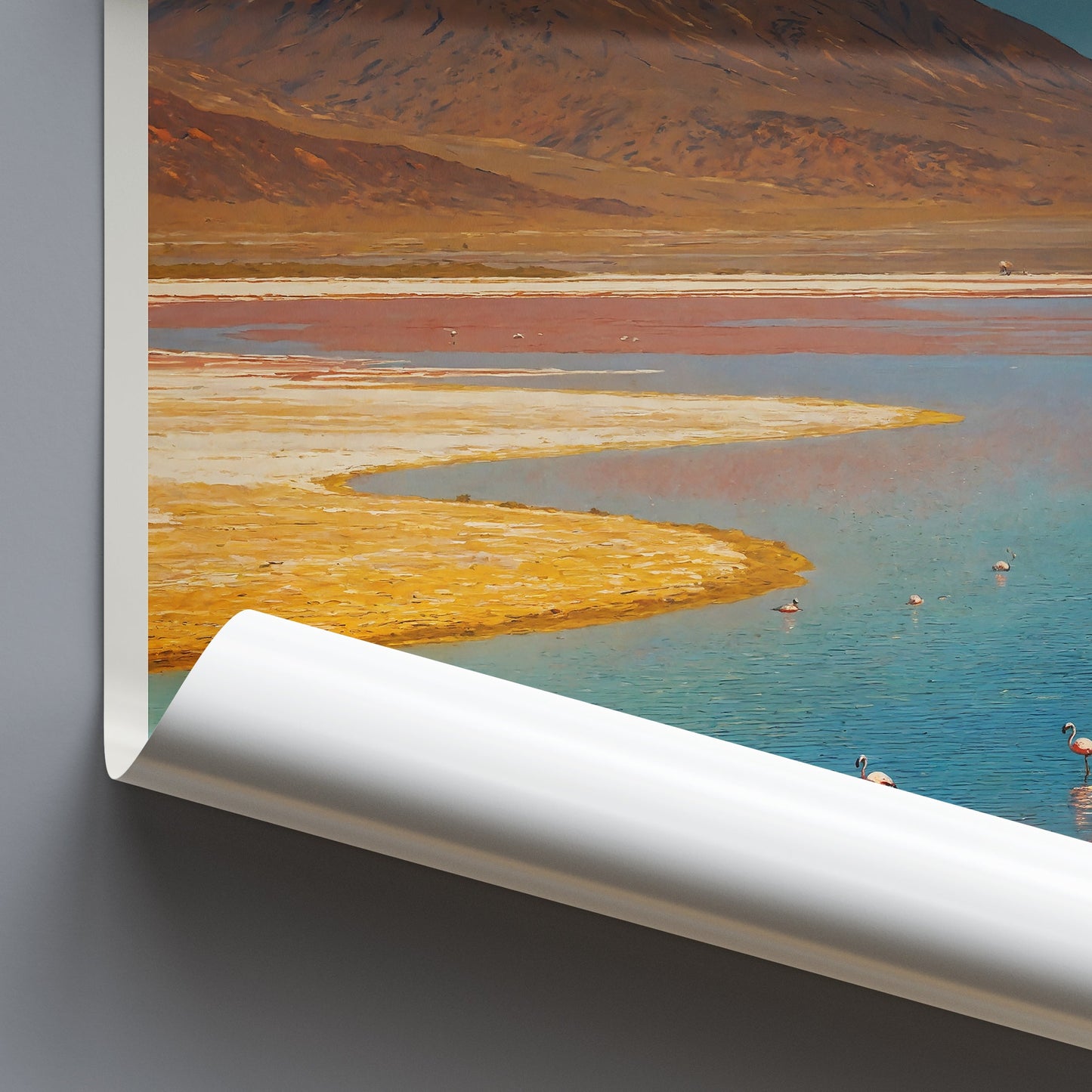 Eduardo Avaroa National Park Travel Poster | Bolivia Laguna Colorada Flamingo Art Print ~ Surreal Landscape Wall Art | South America Decor Gift