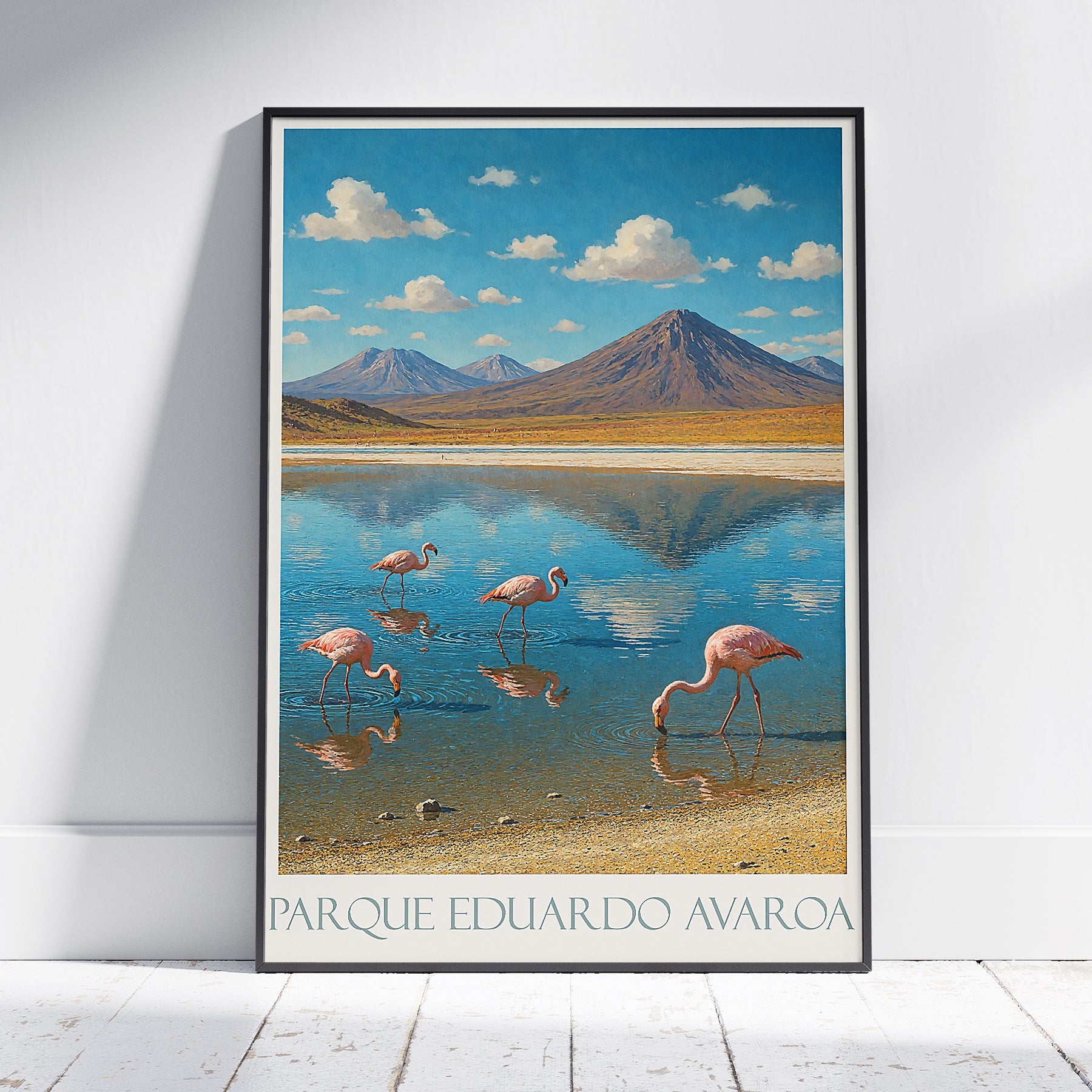 Eduardo Avaroa Travel Poster | Bolivia Flamingo Art Print | Andean Landscape Wall Decor | South America Nature Lover Gift