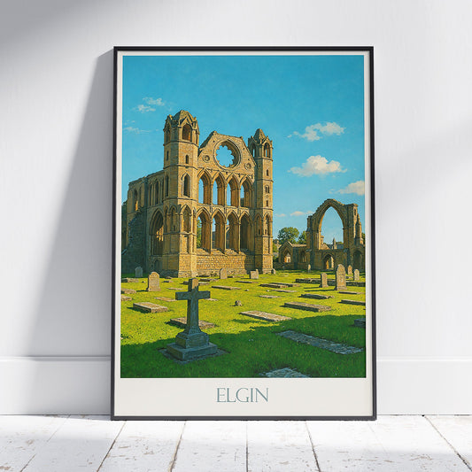Elgin Scotland Travel Poster | Historic Cathedral Ruins Art Print ~ Scottish Heritage Wall Art & Home Decor | UK Destination Print