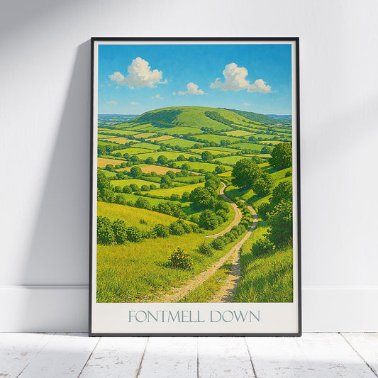 Fontmell Down Travel Poster, Dorset England ~ English Countryside Art Print | Scenic Nature Wall Art | Rural Charm Gift