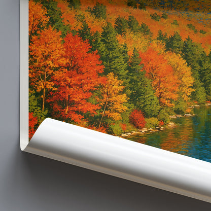 Franconia Notch Travel Poster, New Hampshire Fall Foliage Art | Autumn Landscape Print & Home Decor | Nature Lover Gift