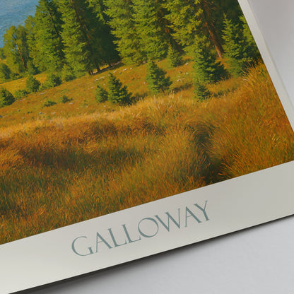 Galloway Forest Park Travel Poster | Scotland Loch Landscape Art Print | Scottish Nature Wall Decor | Adventure Gift