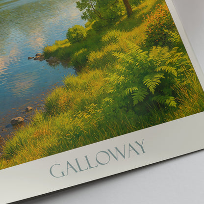 Galloway Forest Park Travel Poster, Scotland Nature Print ~ Serene Lake Landscape Art | UK National Park Decor