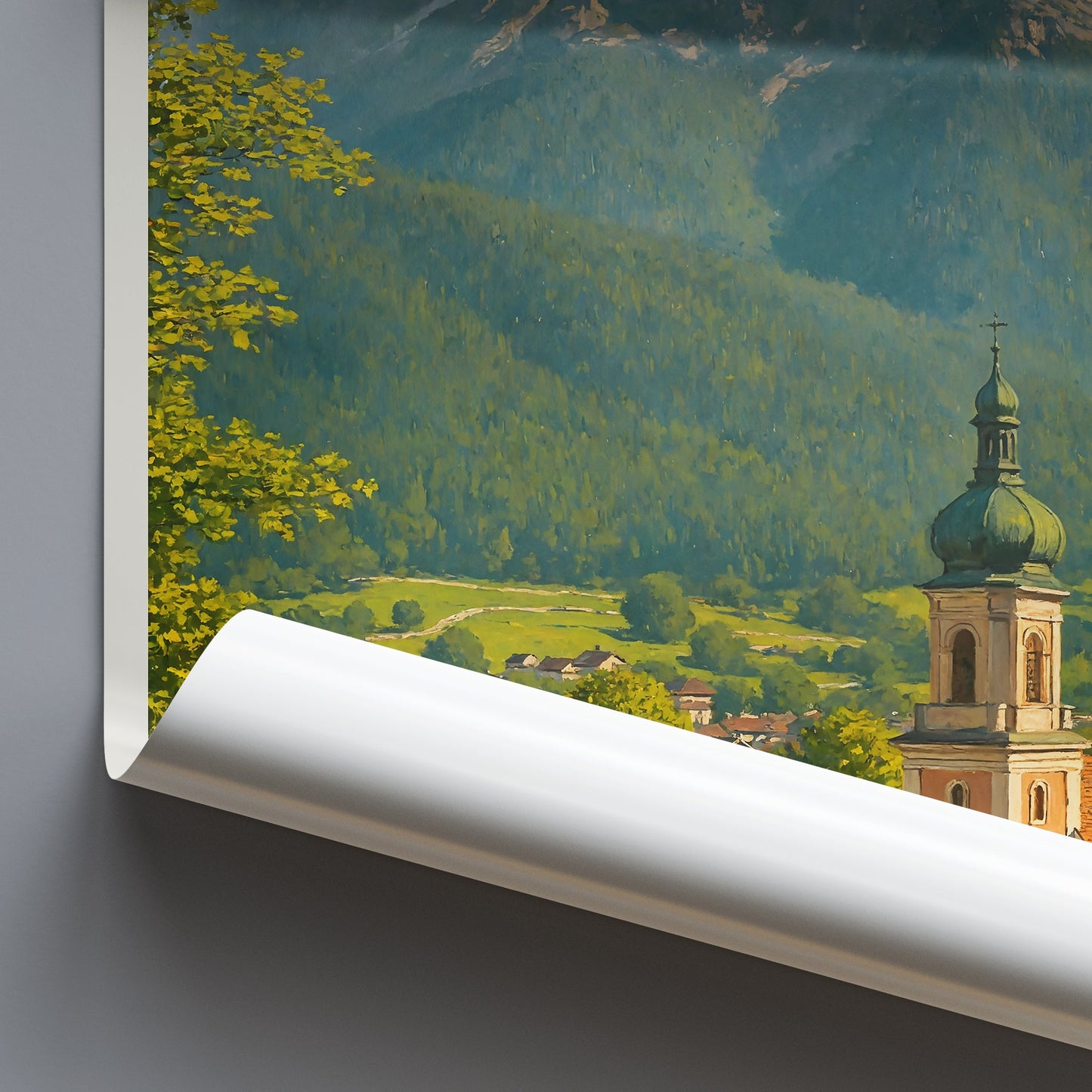 Garmisch-Partenkirchen Travel Poster, Zugspitze Painted Art | Germany Bavarian Print | Mountain Town Wall Decor Gift