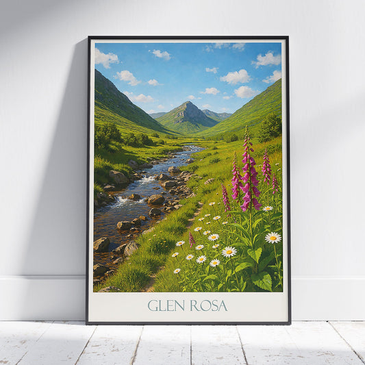 Glen Rosa Travel Poster, Isle of Arran | Scottish Valley Landscape Art Print | Nature Home Decor Painting