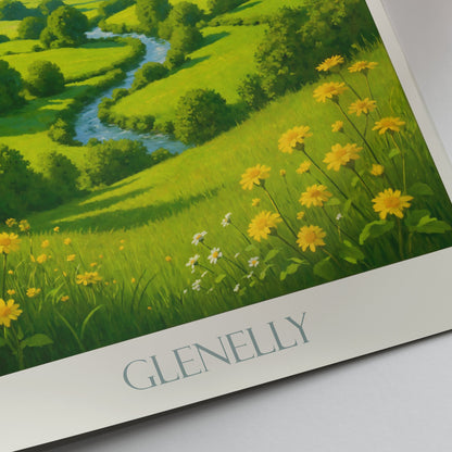 Glenelly Valley Travel Poster, Northern Ireland Landscape Art | Scenic Countryside Wall Decor Print