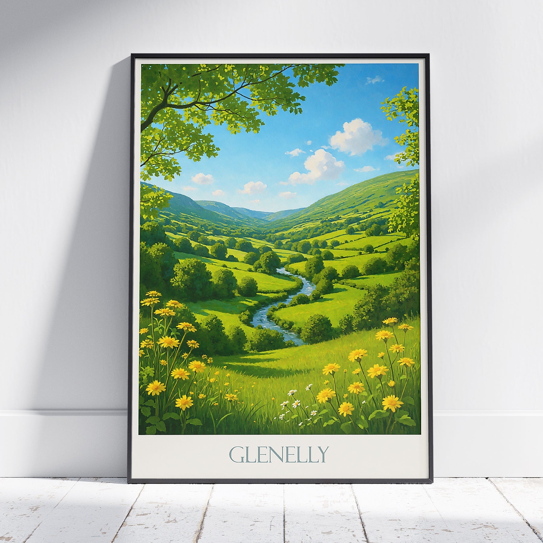 Glenelly Valley Travel Poster, Northern Ireland Landscape Art | Scenic Countryside Wall Decor Print