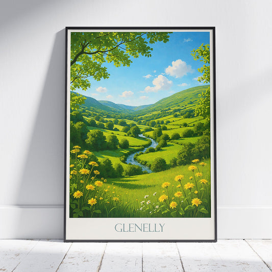 Glenelly Valley Travel Poster, Northern Ireland Landscape Art | Scenic Countryside Wall Decor Print