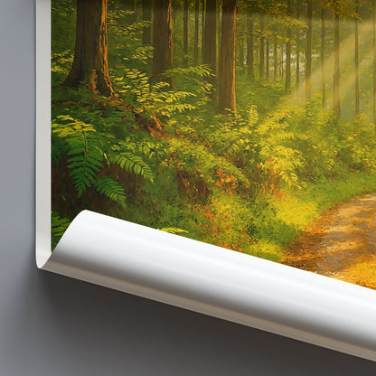 Glentrool Travel Poster, Sunlit Forest Trail Scotland Art Print | Nature Woodland Wall Art | Personalized Vacation Gift