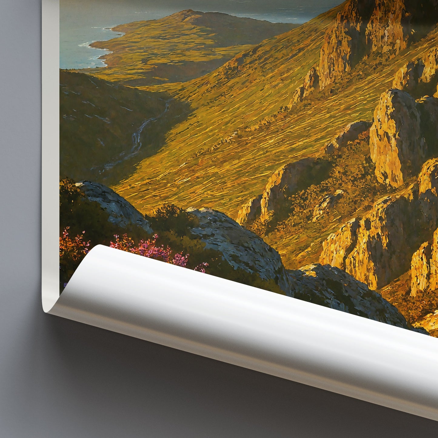 Goatfell Travel Poster, Isle of Arran Golden Sunrise Art Print | Scotland Mountain Landscape Decor | Unique Gift