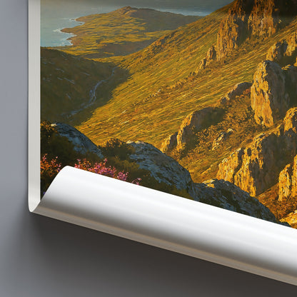 Goatfell Travel Poster, Isle of Arran Golden Sunrise Art Print | Scotland Mountain Landscape Decor | Unique Gift