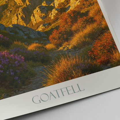 Goatfell Travel Poster, Isle of Arran Golden Sunrise Art Print | Scotland Mountain Landscape Decor | Unique Gift